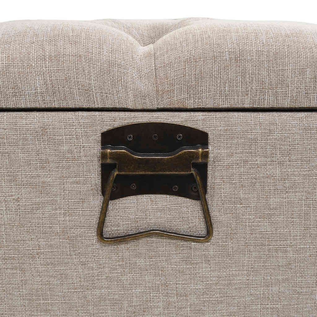 Storage Bench with Backrest 43.3" Cream Fabric