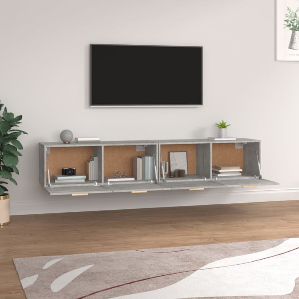 Wall Cabinets 2 pcs Concrete Grey 100x36.5x35 cm Engineered Wood