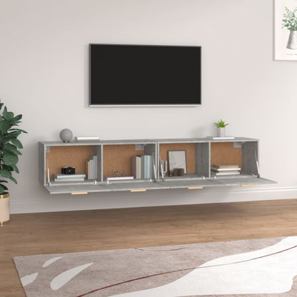 Wall Cabinets 2 pcs Concrete Grey 100x36.5x35 cm Engineered Wood