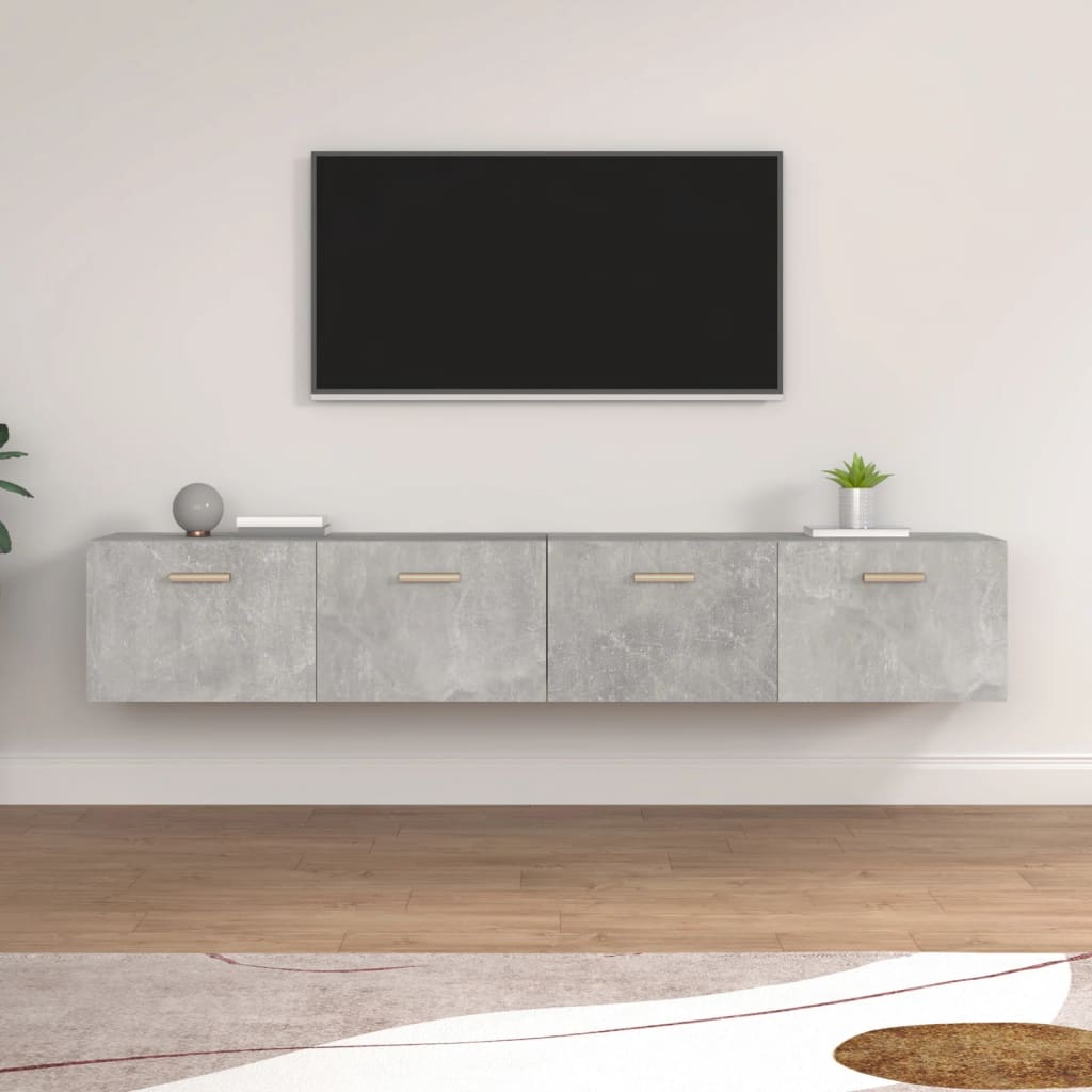 Wall Cabinets 2 pcs Concrete Grey 100x36.5x35 cm Engineered Wood
