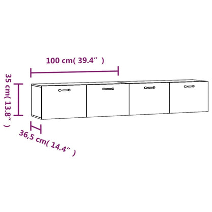 Wall Cabinets 2 pcs Concrete Grey 100x36.5x35 cm Engineered Wood