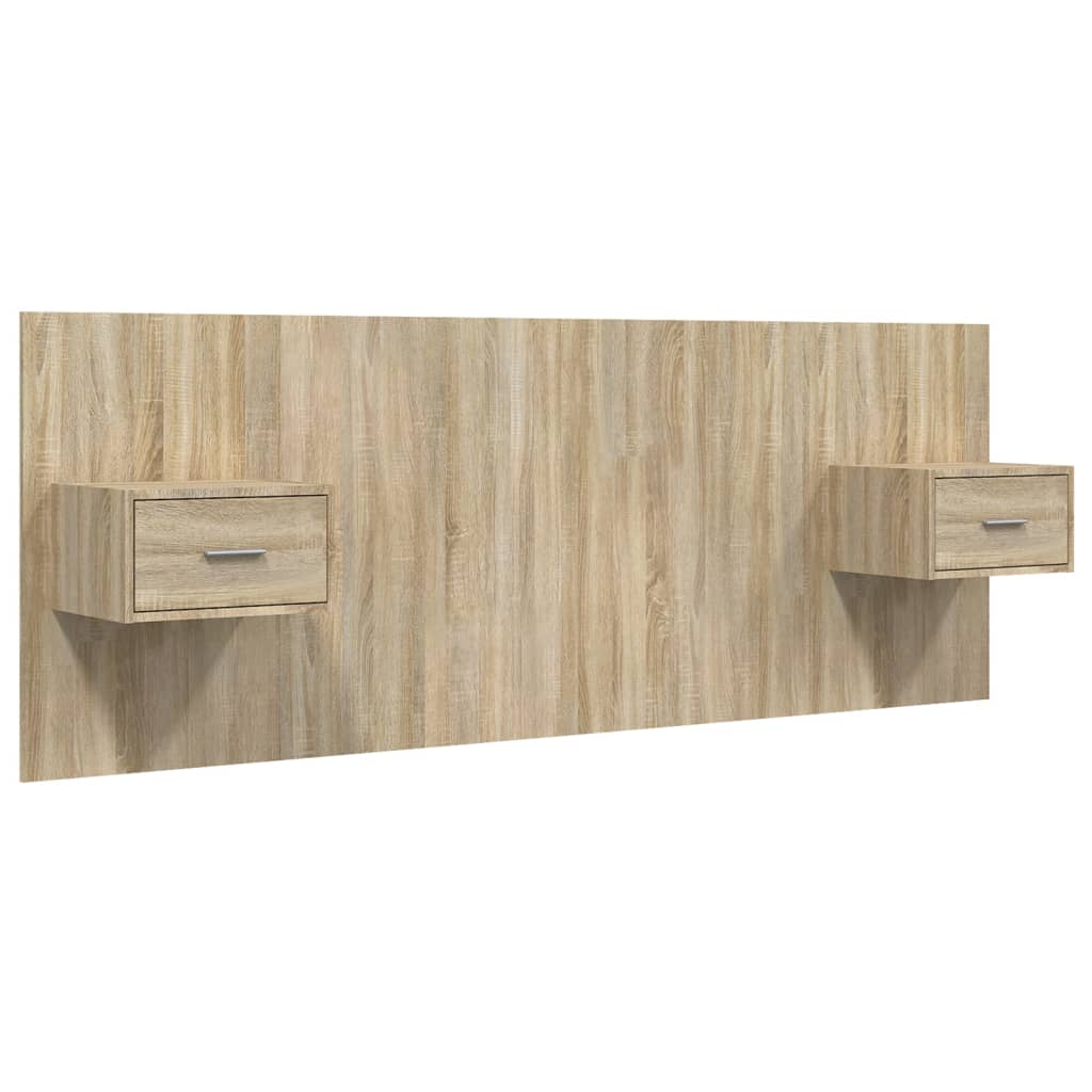 Bed Headboard with Cabinets Sonoma Oak Engineered Wood