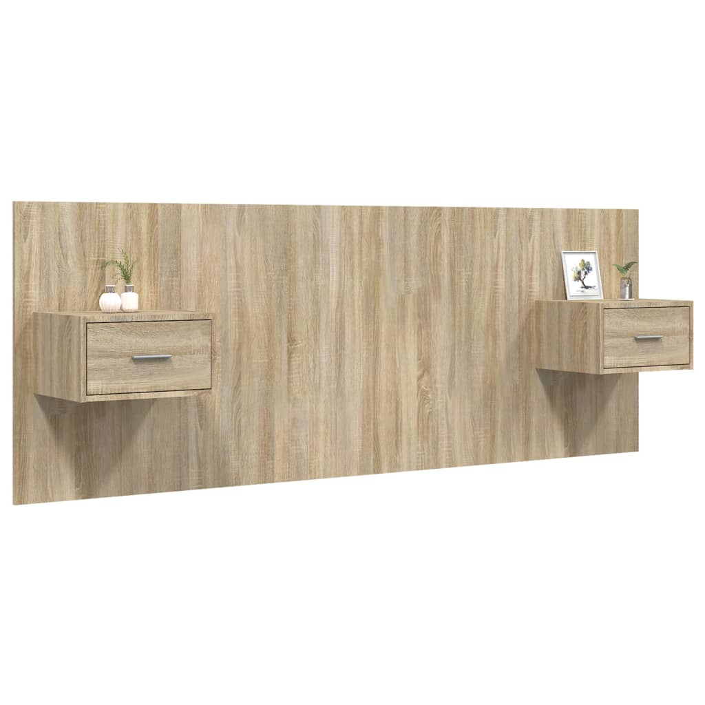 Bed Headboard with Cabinets Sonoma Oak Engineered Wood
