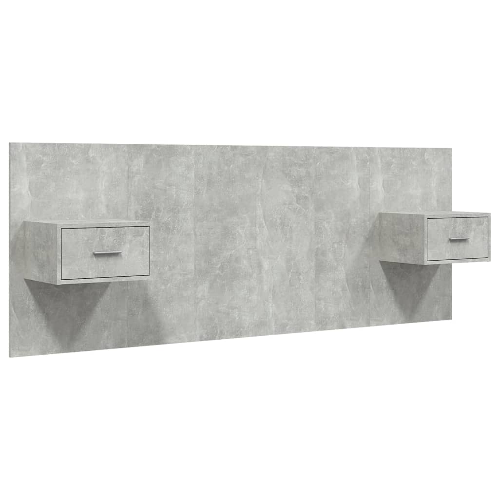 Bed Headboard With Cabinet | Concrete grey | Engineered wood | Average