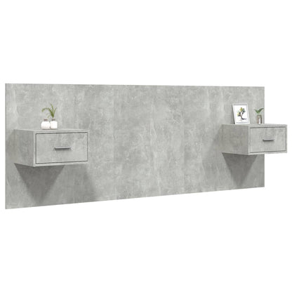 Bed Headboard With Cabinet | Concrete grey | Engineered wood | Average