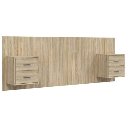 Bed Headboard with Cabinets Sonoma Oak Engineered Wood