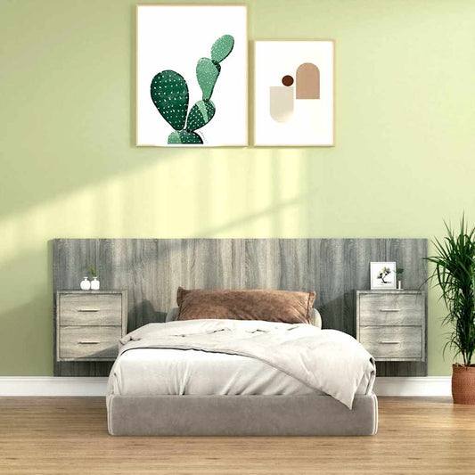 Bed Headboard with Cabinets Grey Sonoma Engineered Wood