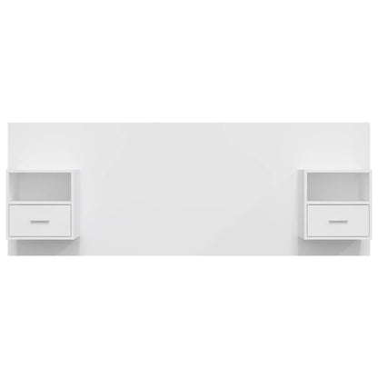 Bed Headboard with Cabinets White Engineered Wood