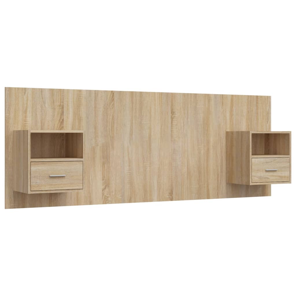Bed Headboard with Cabinets Sonoma Oak Engineered Wood