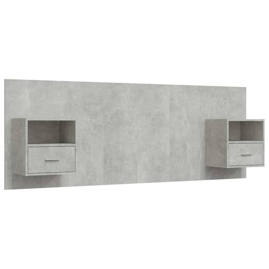 Bed Headboard with Cabinets Concrete Grey Engineered Wood