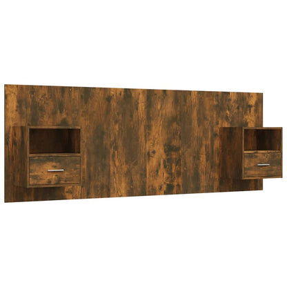 Bed Headboard with Cabinets Smoked Oak Engineered Wood
