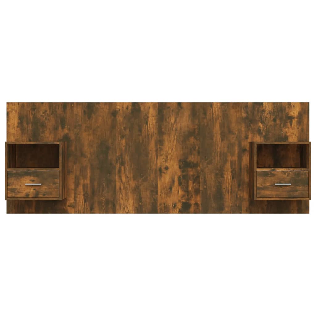 Bed Headboard with Cabinets Smoked Oak Engineered Wood