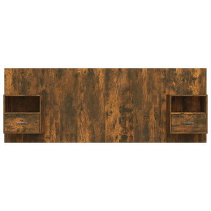 Bed Headboard with Cabinets Smoked Oak Engineered Wood