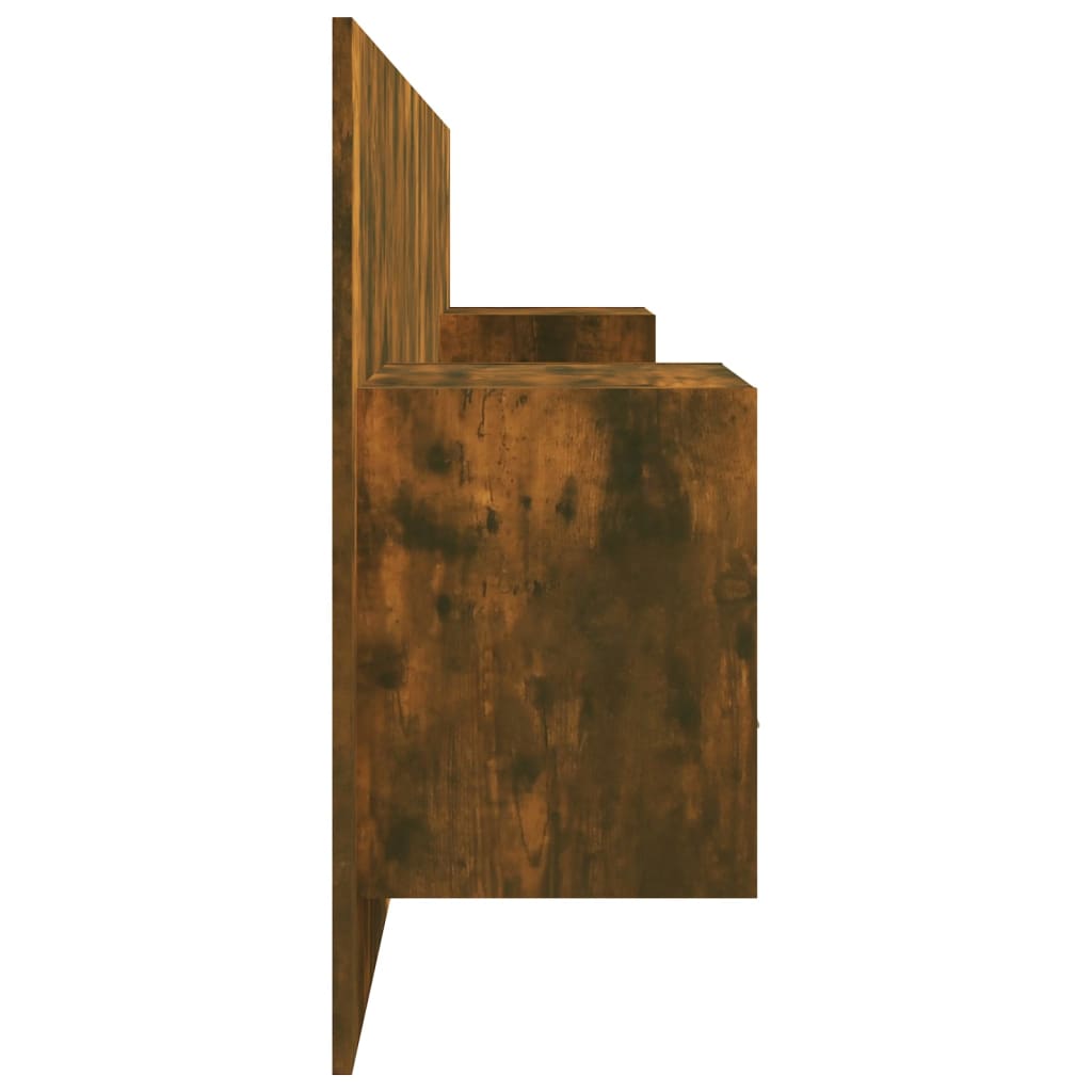 Bed Headboard with Cabinets Smoked Oak Engineered Wood