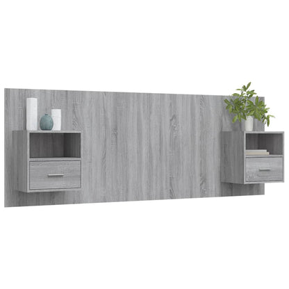 Bed Headboard with Cabinets Grey Sonoma Engineered Wood