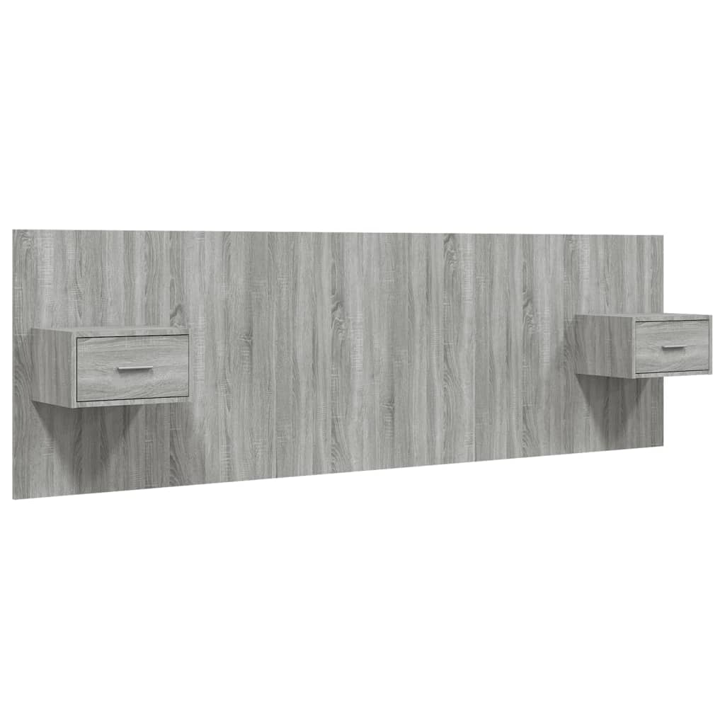 Bed Headboard With Cabinet | Grey Sonoma | Engineered Wood | Standard