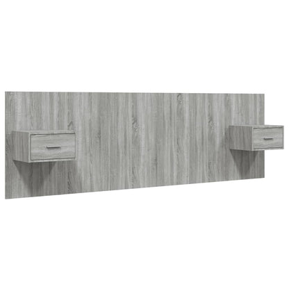 Bed Headboard With Cabinet | Grey Sonoma | Engineered Wood | Standard