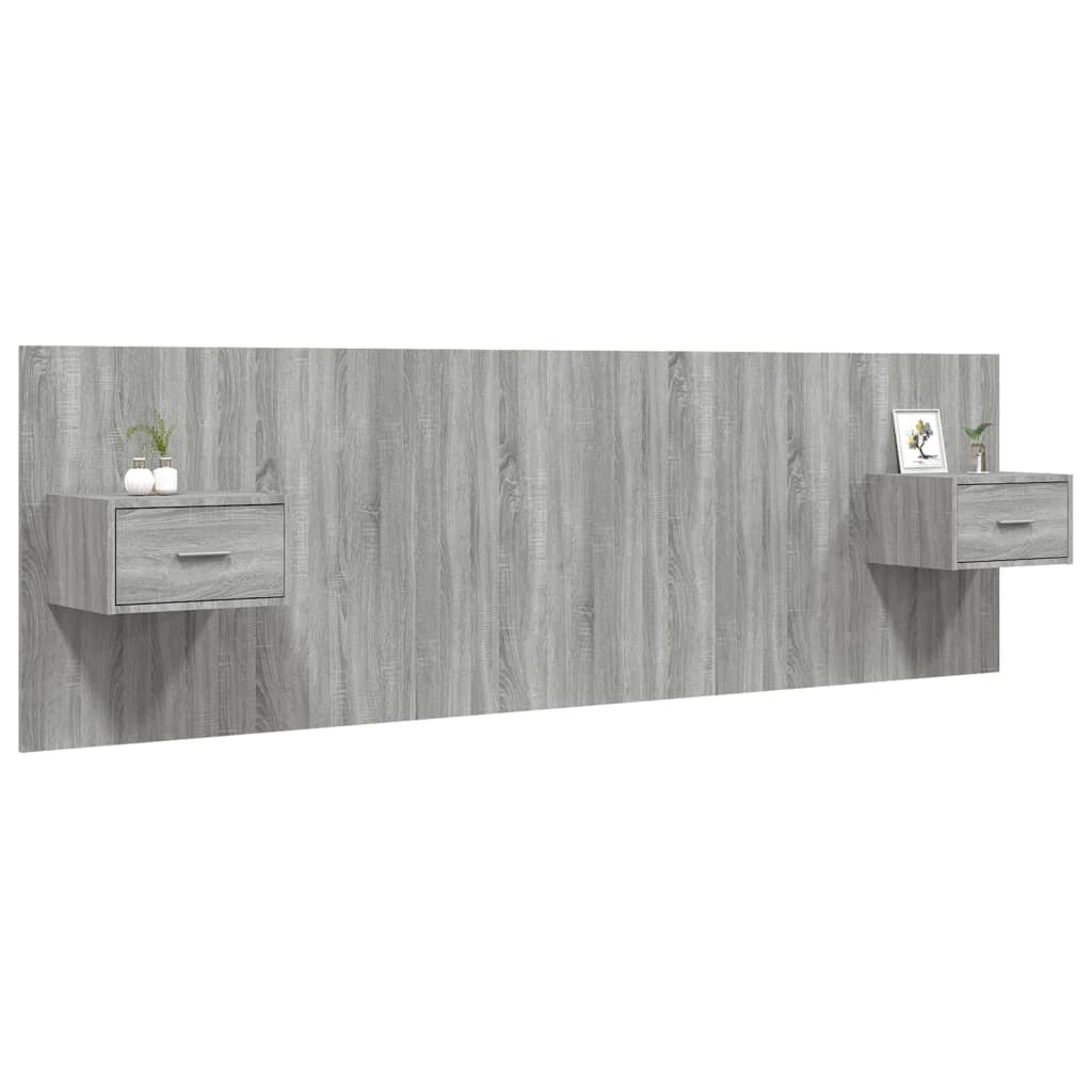 Bed Headboard With Cabinet | Grey Sonoma | Engineered Wood | Standard