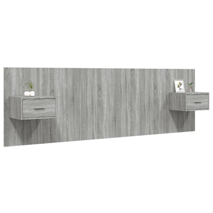 Bed Headboard With Cabinet | Grey Sonoma | Engineered Wood | Standard