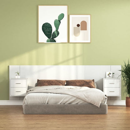 Bed Headboard With Cabinet | White | Engineered wood | Standard