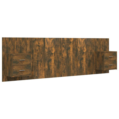 Bed Headboard With Cabinet | Smoked oak | Engineered wood