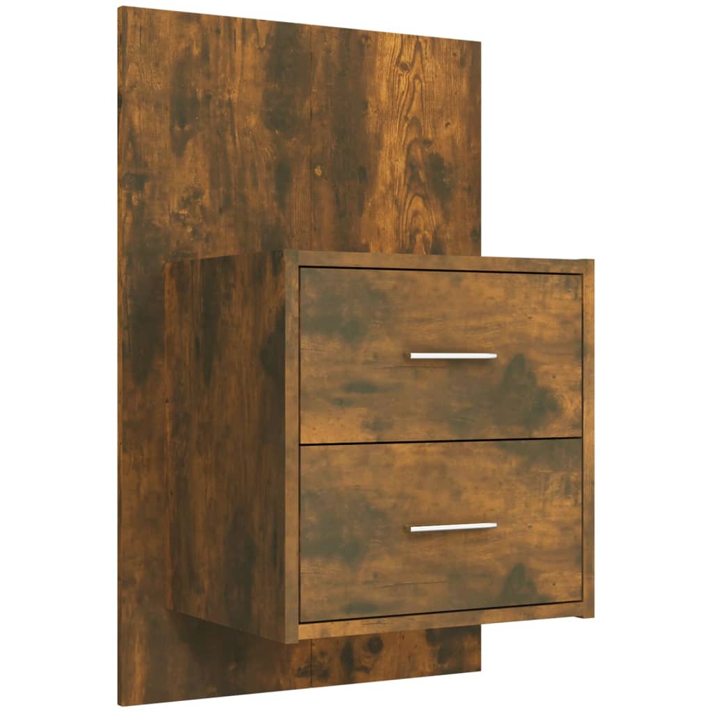 Bed Headboard With Cabinet | Smoked oak | Engineered wood