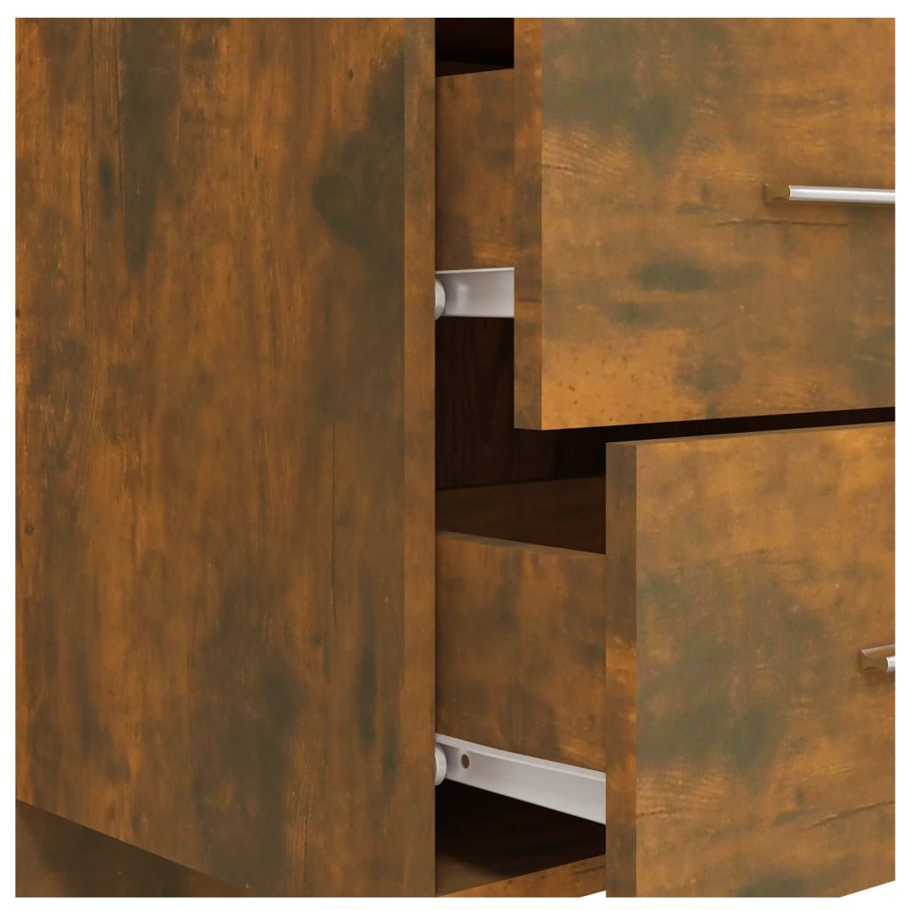 Bed Headboard With Cabinet | Smoked oak | Engineered wood