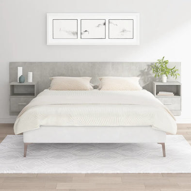 Bed Headboard with Cabinets Concrete Grey Engineered Wood