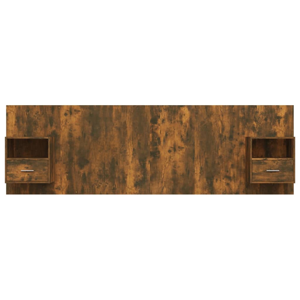 Bed Headboard with Cabinets Smoked Oak Engineered Wood