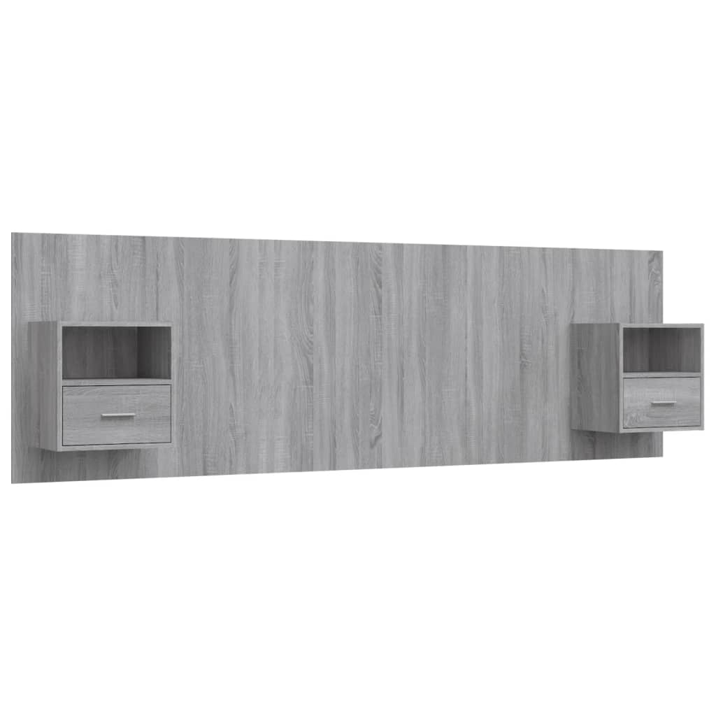 Bed Headboard With Cabinet | Grey Sonoma | Engineered Wood