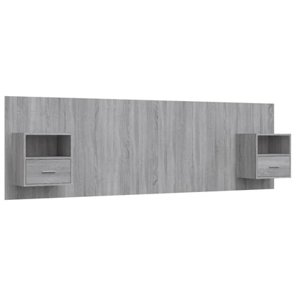 Bed Headboard With Cabinet | Grey Sonoma | Engineered Wood