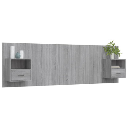 Bed Headboard With Cabinet | Grey Sonoma | Engineered Wood