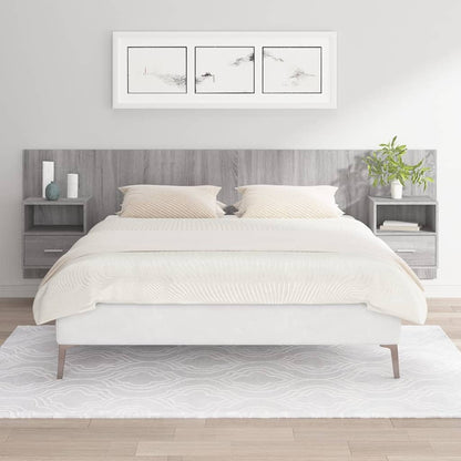 Bed Headboard With Cabinet | Grey Sonoma | Engineered Wood