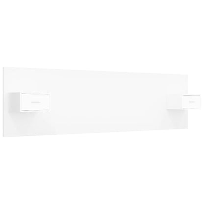 Bed Headboard with Cabinets White Engineered Wood