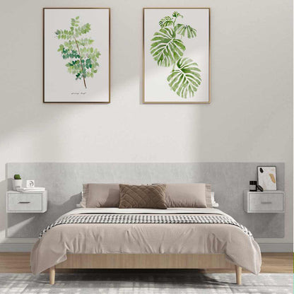 Bed Headboard with Cabinets Concrete Grey Engineered Wood