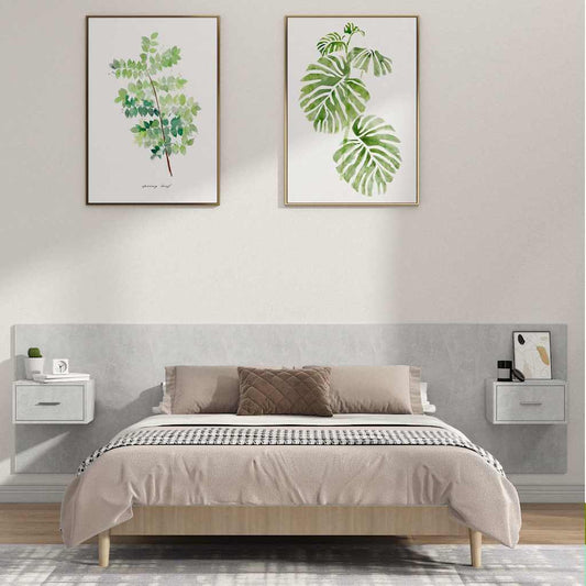 Bed Headboard with Cabinets Concrete Grey Engineered Wood