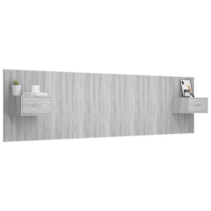 Bed Headboard with Cabinets Grey Sonoma Engineered Wood
