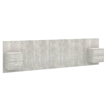 Bed Headboard With Cabinet | Concrete Grey | Engineered Wood
