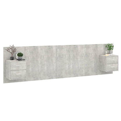 Bed Headboard With Cabinet | Concrete Grey | Engineered Wood