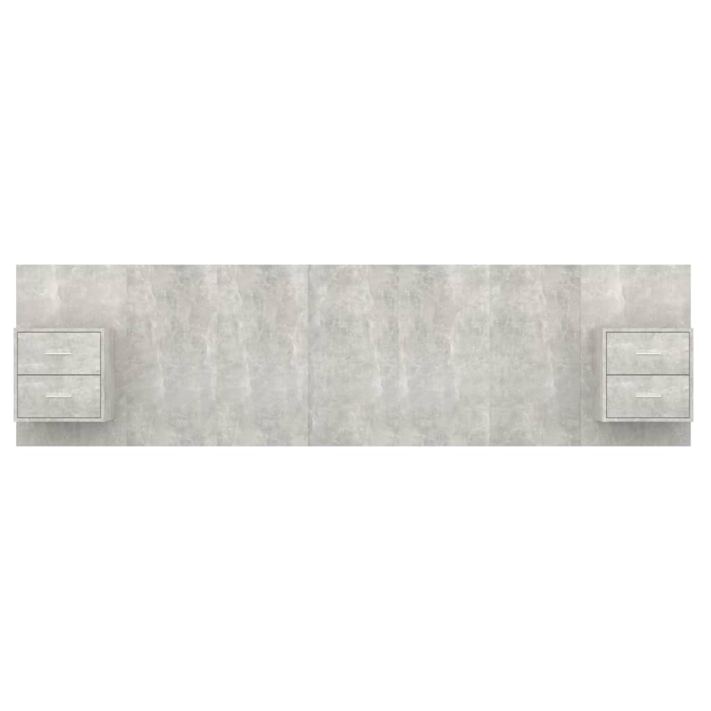 Bed Headboard With Cabinet | Concrete Grey | Engineered Wood