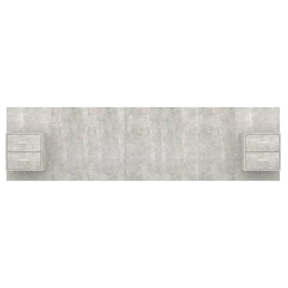 Bed Headboard With Cabinet | Concrete Grey | Engineered Wood