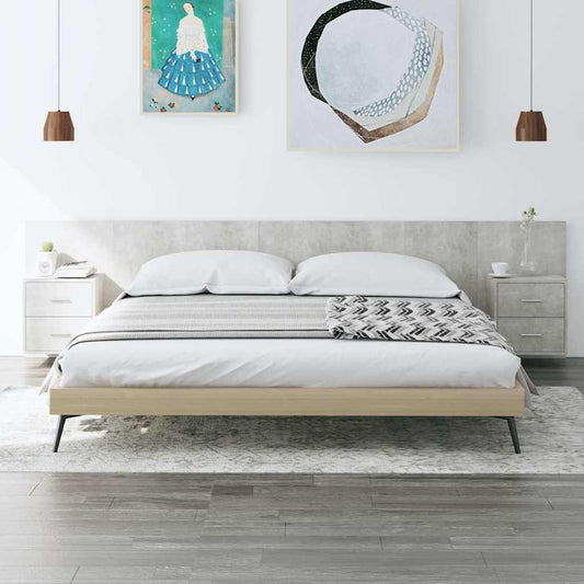 Bed Headboard with Cabinets Concrete Grey Engineered Wood