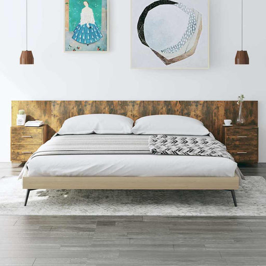 Bed Headboard with Cabinets Smoked Oak Engineered Wood