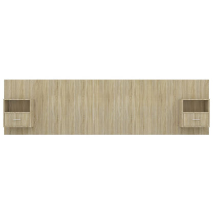 Bed Headboard with Cabinets Sonoma Oak Engineered Wood