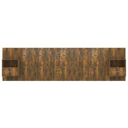 Bed Headboard with Cabinets Smoked Oak Engineered Wood