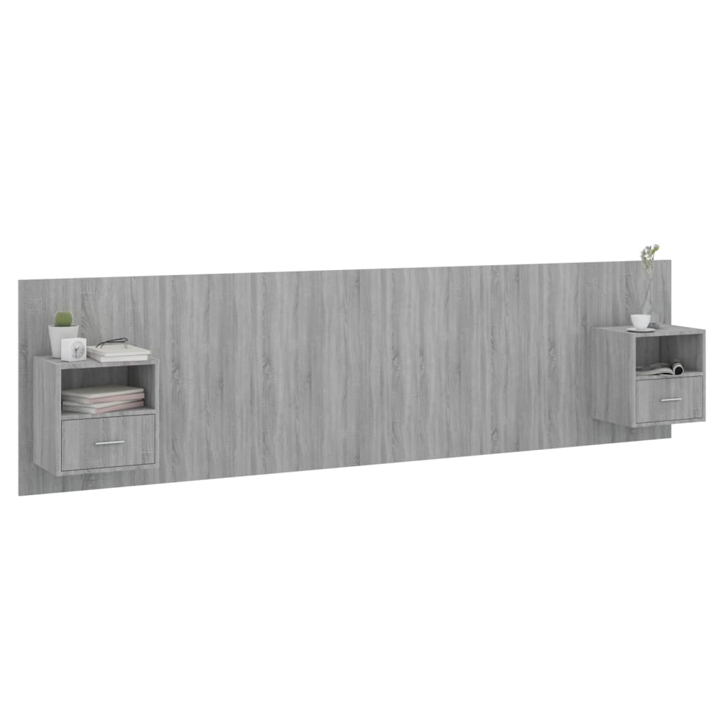 Bed Headboard with Cabinets Grey Sonoma Engineered Wood