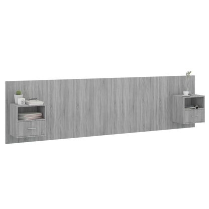 Bed Headboard with Cabinets Grey Sonoma Engineered Wood