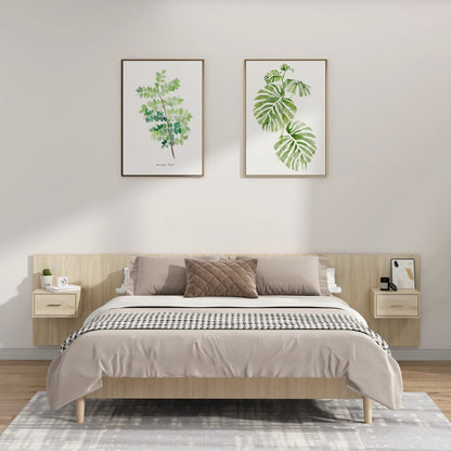 Bed Headboard with Cabinets Sonoma Oak Engineered Wood