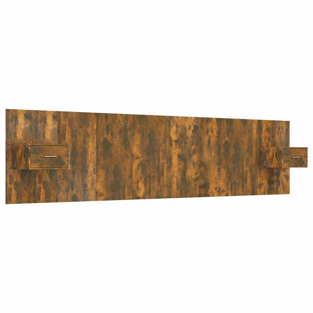 Bed Headboard With Cabinet | Smoked oak | Engineered wood | Large