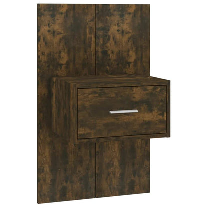 Bed Headboard With Cabinet | Smoked oak | Engineered wood | Large